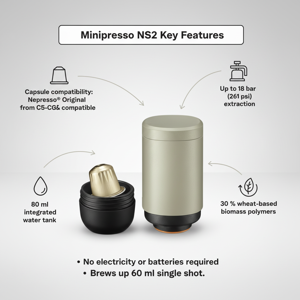 Portable Capsule Espresso Coffee Maker - Minipresso NS2